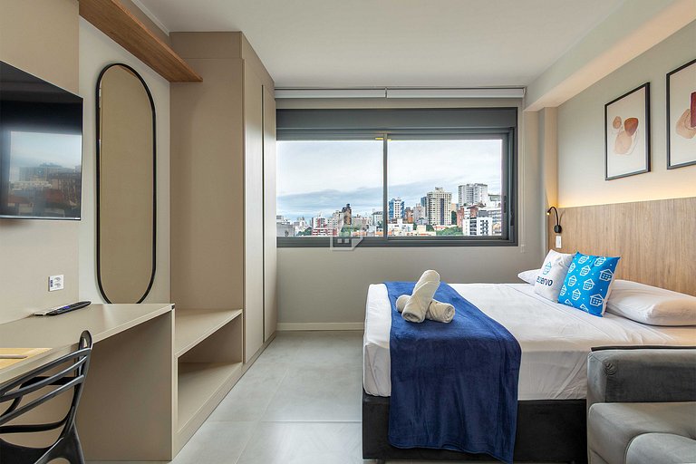 Studio Premium: Rooftop e Lazer no Moinhos