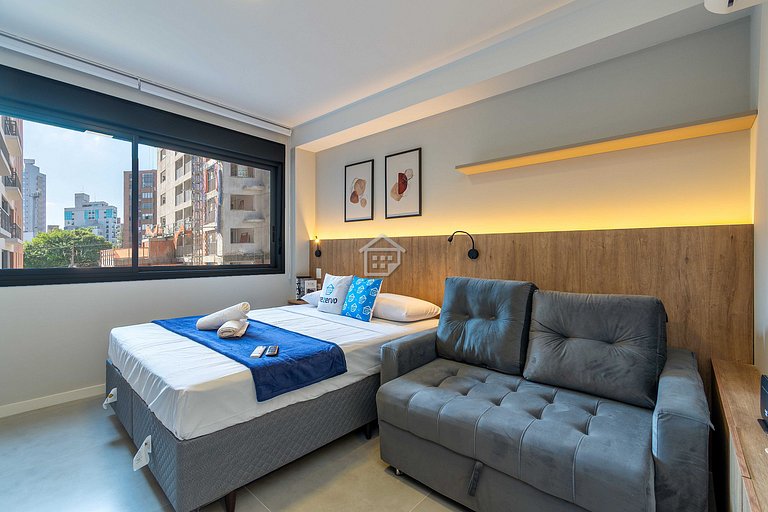 Studio Moderno: Rooftop e Lazer no Moinhos